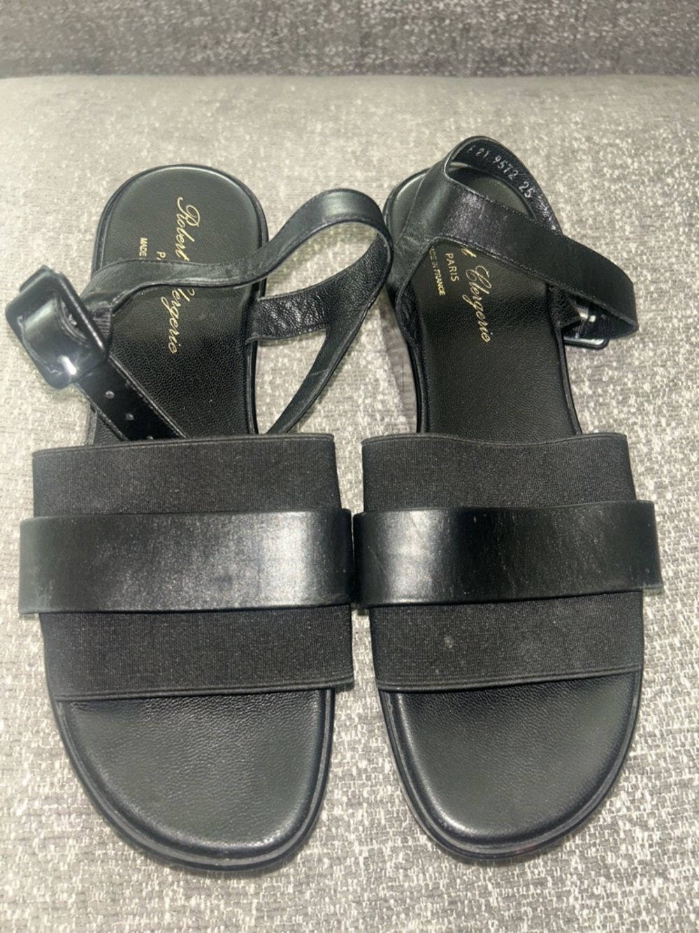 Vintage Robert Clergerie Black Leather and Suede Strappy Sandals